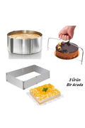 Ayarlanabilir Ayarlı Yuvarlak Ve Kare 9 Cm Ekmek Kek Pasta Pandispanya Kesme Teli 3'lü Set