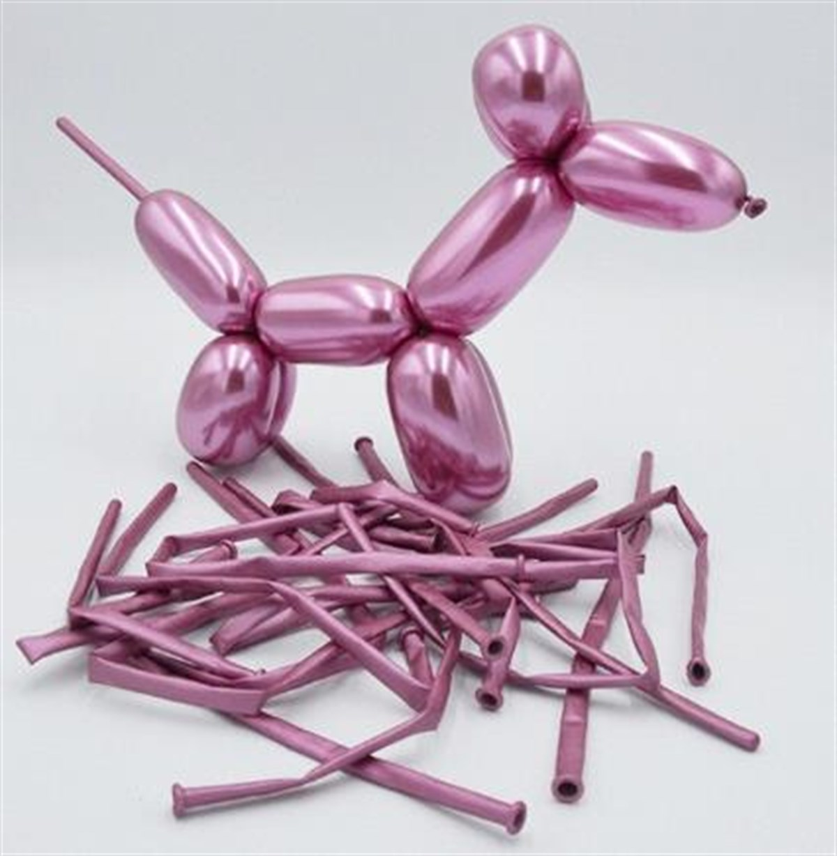 Pembe Krom Sosis Balon 10 Adet
