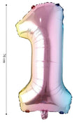 Folyo Balon 1 Rakamı Helyum 76 Cm Balon Gökkuşağı