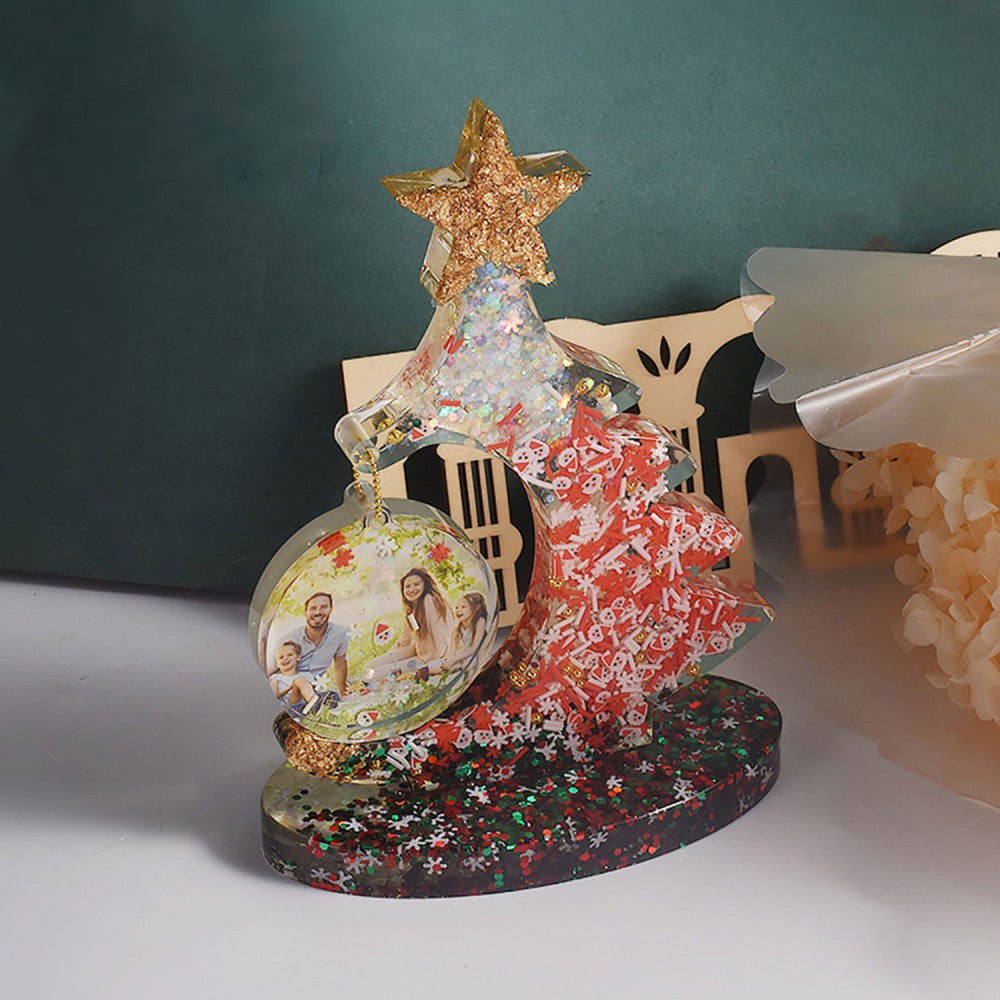 Epoksi Reçine Silikon Yılbaşı Noel Çam Ağacı Desen Fotoğraf Çerçevesi Dekoratif Resimlik Kalıbı