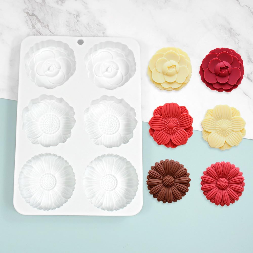 Çiçek Desenli Mooncake Kek Silikon Çikolata Sabun Kek Kalıbı