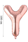 Folyo Balon Y Harfi Helyum Balon 100 Cm Rose Renk
