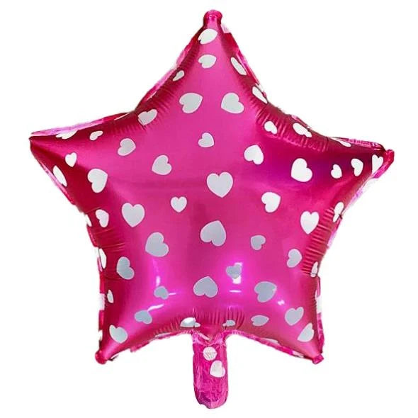 Pembe Puantiyeli Yıldız Folyo Balon 18 inc