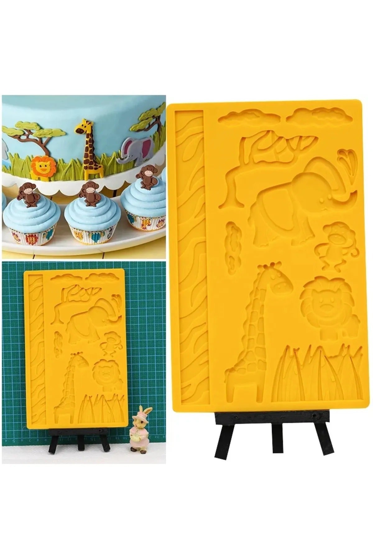 Silikon Safari Temalı Cupcake Çikolata Kek Kalıbı