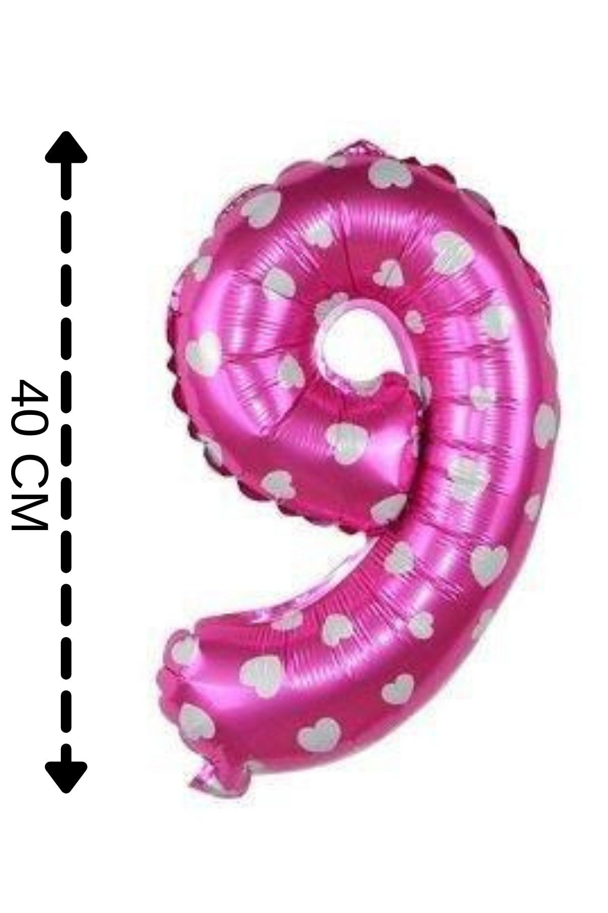 Folyo Balon 9 Rakamı Helyum Balon 40 Cm Pembe Renk
