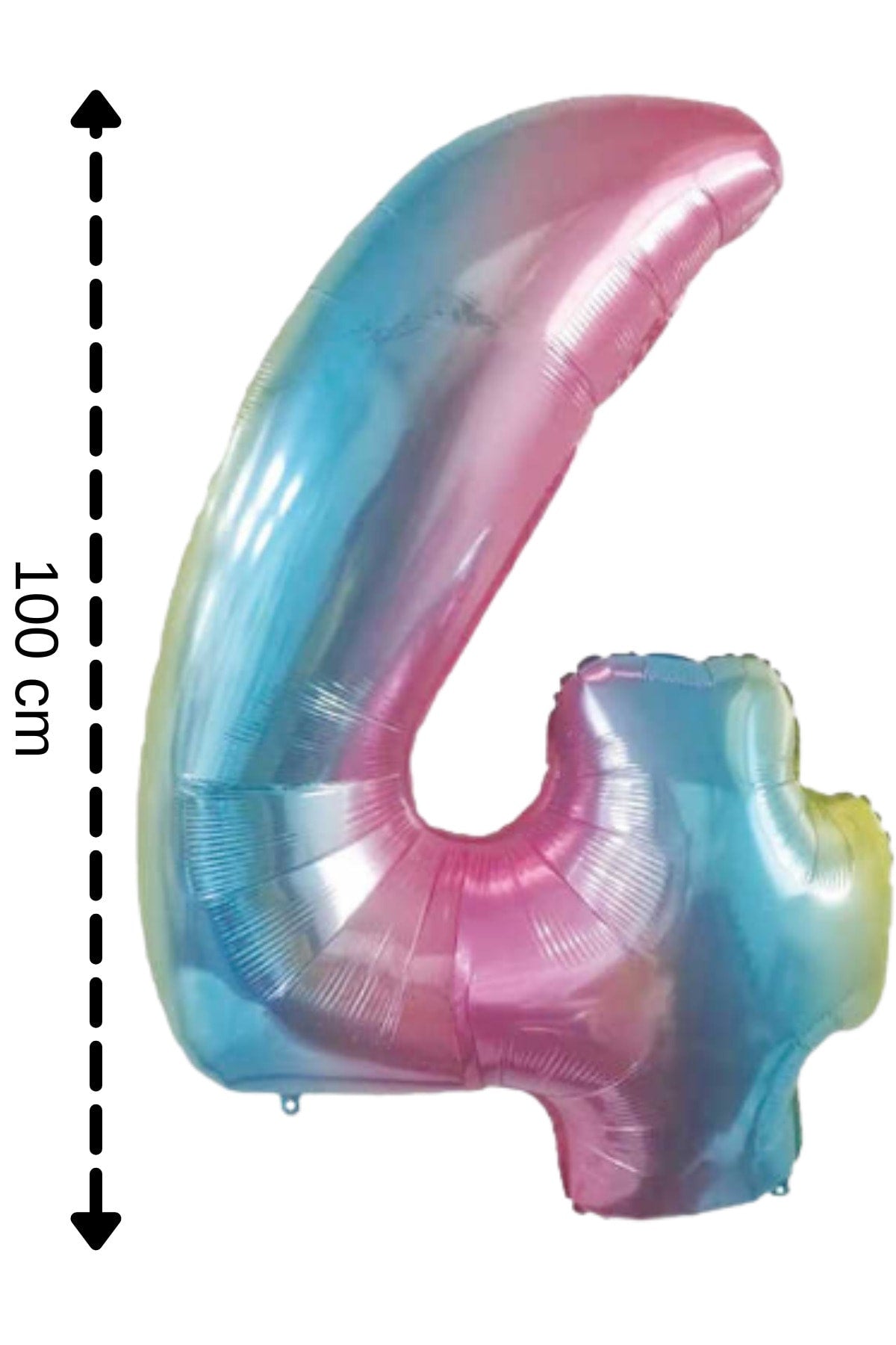 Folyo Balon 4 Rakamı Helyum Balon 100 Cm Gökkuşağı Renk