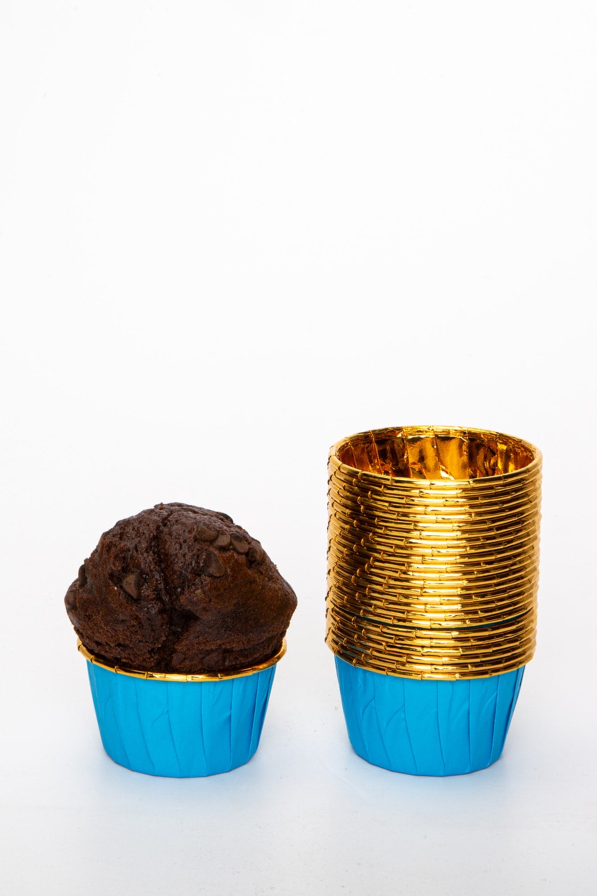 Muffin Cupcake Kalıbı İçi Gold Mavi Renk 25 Adet