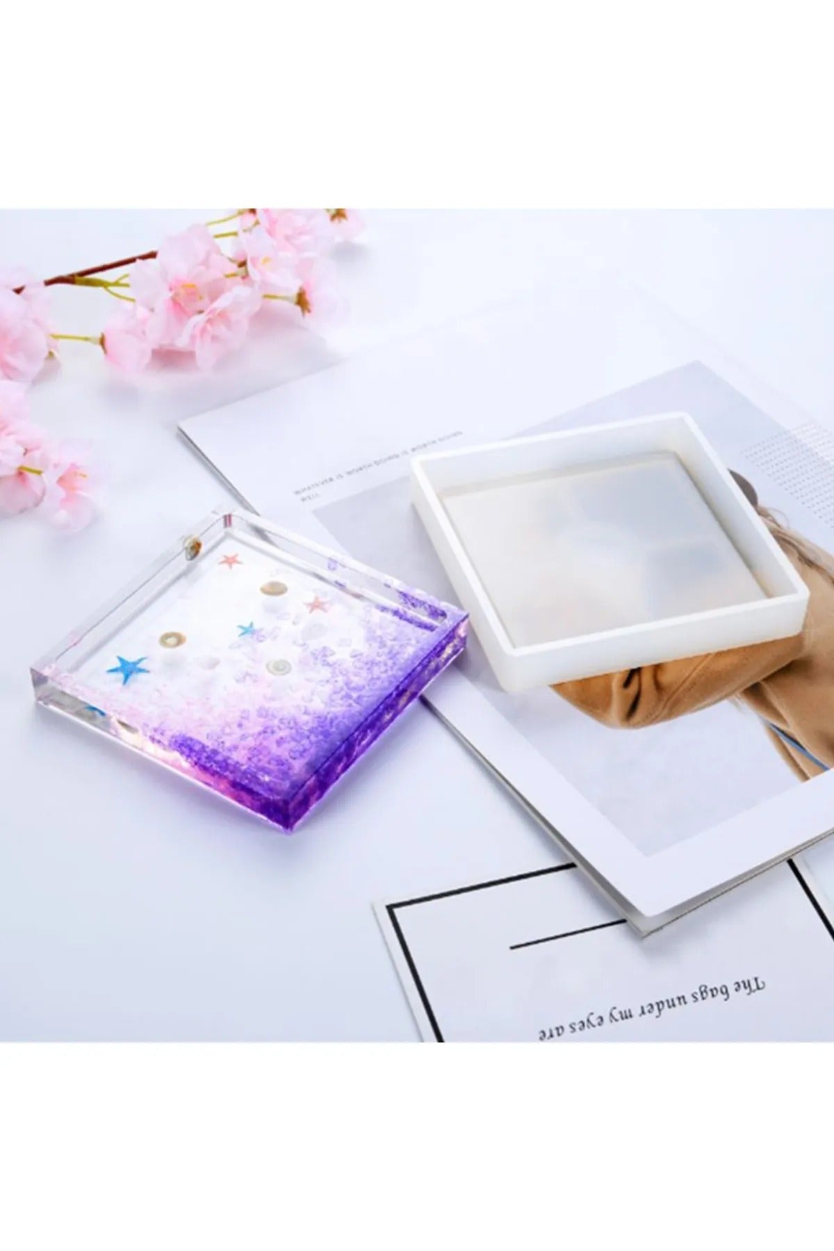 Epoksi Kare Tabak Bardak Saksı Altlığı Silikon Kalıbı (10cmx1.7cm)