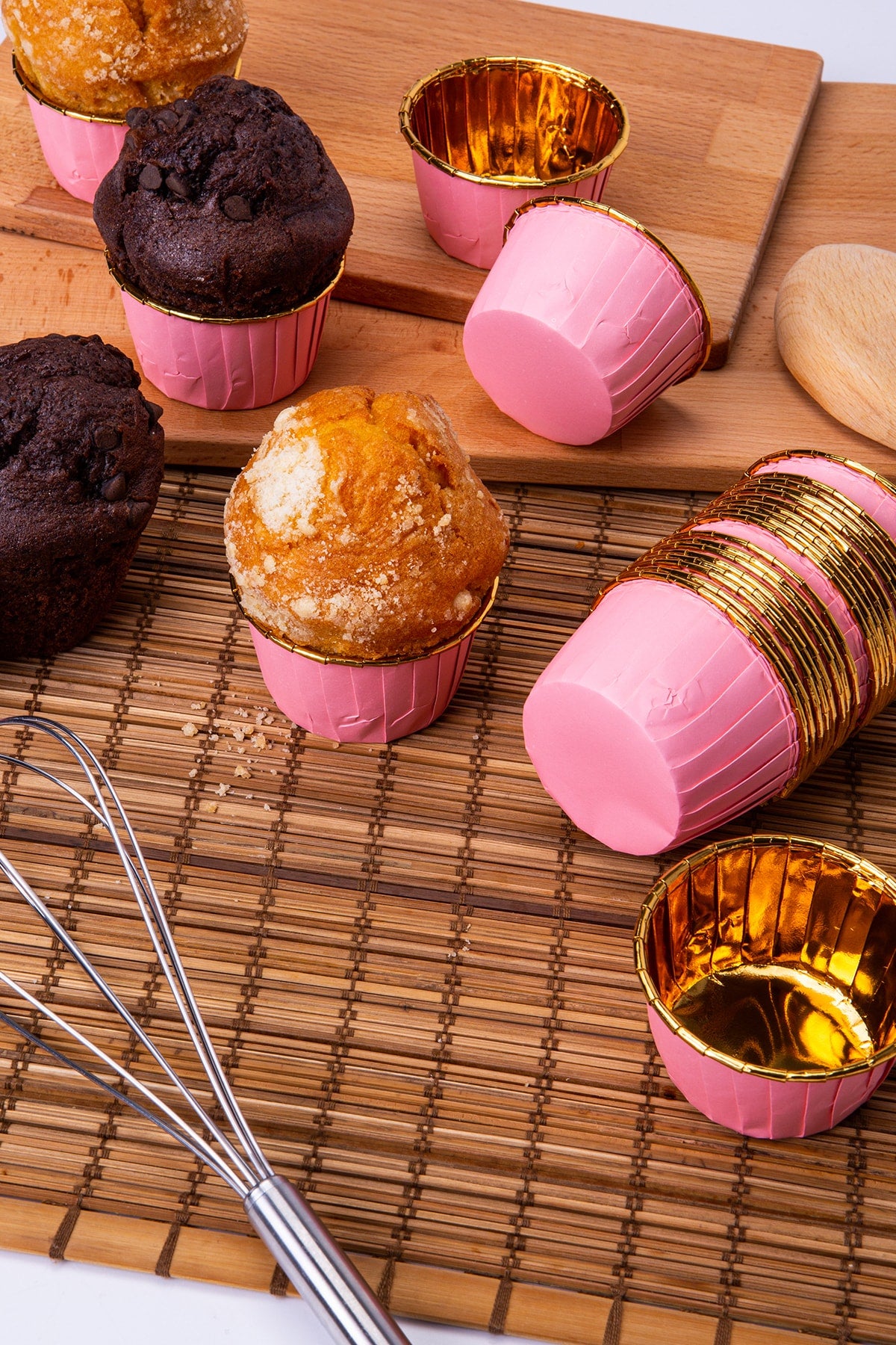 Muffin Cupcake Kalıbı İçi Gold Pembe Renk 25 Adet
