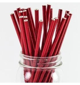 Kağıt Pipet Kırmızı Renk 24 Adet