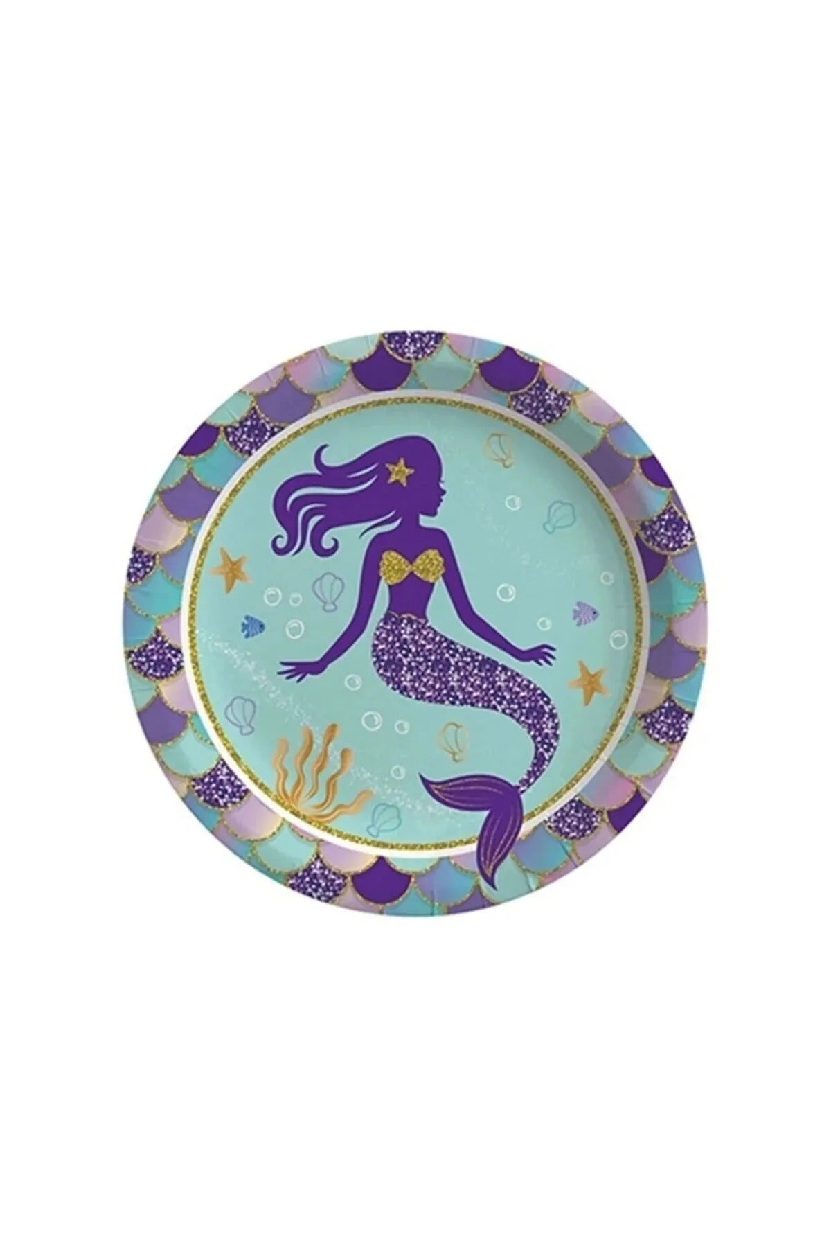 Deniz Kızı Temalı Tabak 8 Adet Deniz Atı Yıldız Ahtopot Konsept Little Mermaid 23 Cm Lisanslı