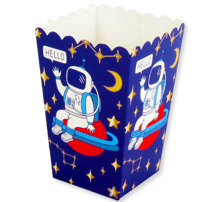 Uzay Karakterli Popcorn Kutusu Kozmik Galaksi Temalı Astranot Samanyolu Konsept Mısır Kutusu