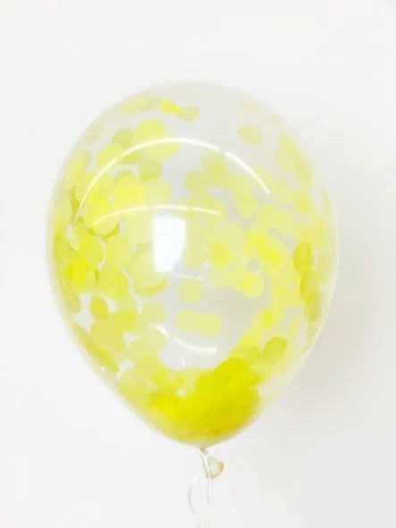 Sarı Konfetili Şeffaf Balon 10 Adet