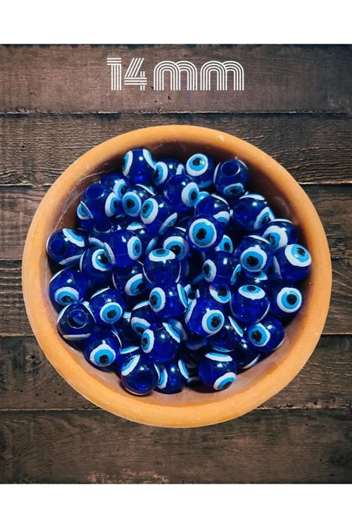Danagöz Delikli Nazar Boncuğu Takı Bileklik Tesbih Boncuğu 14mm 50 Adet