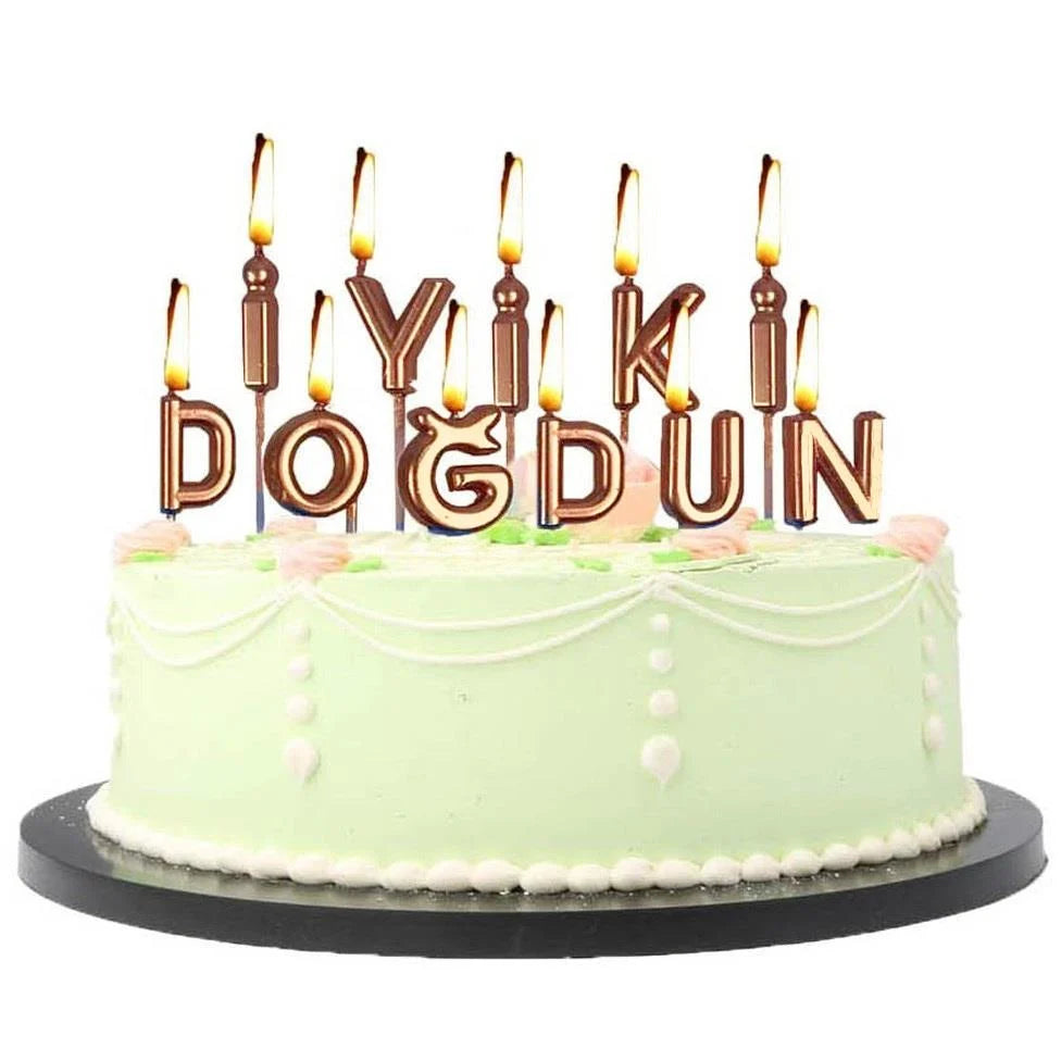 İyi ki Doğdun Pasta Mumu Rose Gold