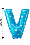 Folyo Balon V Harfi Helyum Balon 40 Cm Mavi Renk