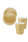 Gold Altın Karton Tabak Bardak Set
