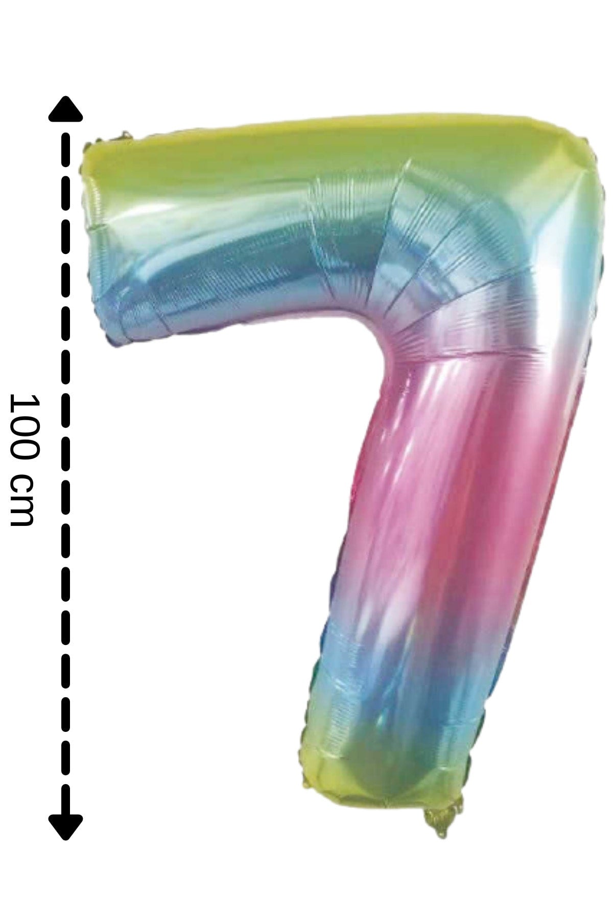 Folyo Balon 7 Rakamı Helyum Balon 100 Cm Gökkuşağı Renk