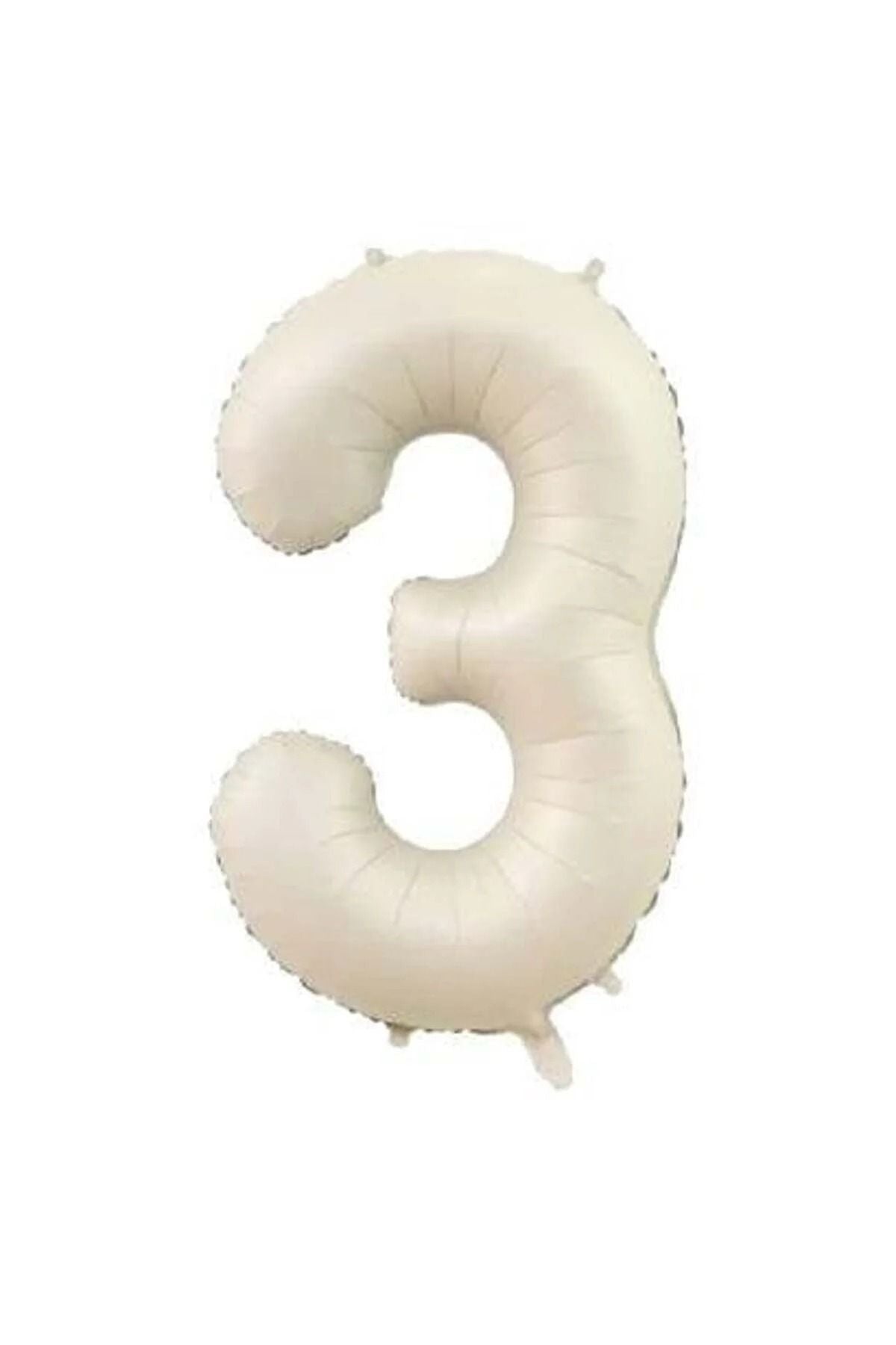 Folyo Balon 3 Rakamı Helyum Balon 76 Cm Krem Renk
