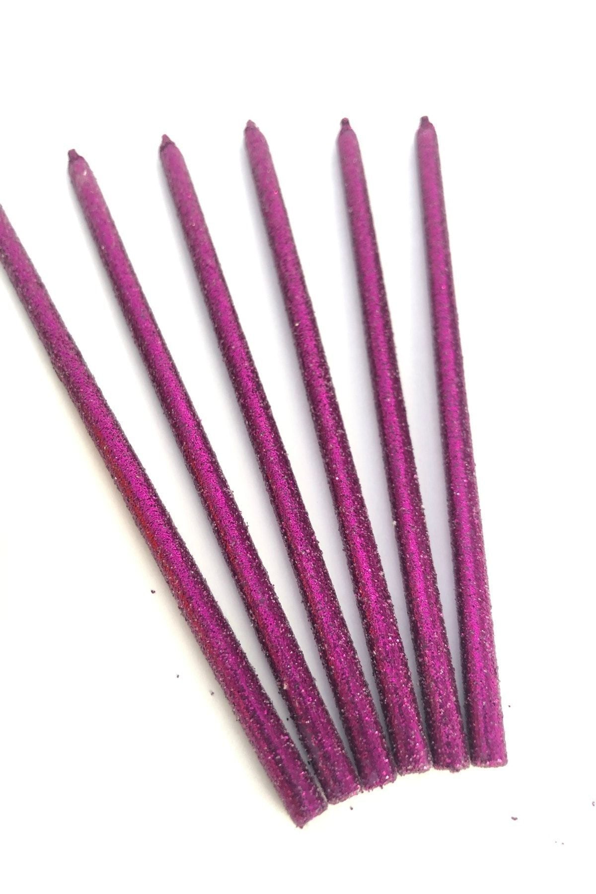 Fuşya Renkli 14 Cm Simli Mum