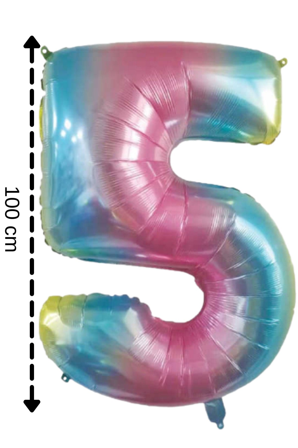 Folyo Balon 5 Rakamı Helyum Balon 100 Cm Gökkuşağı Renk