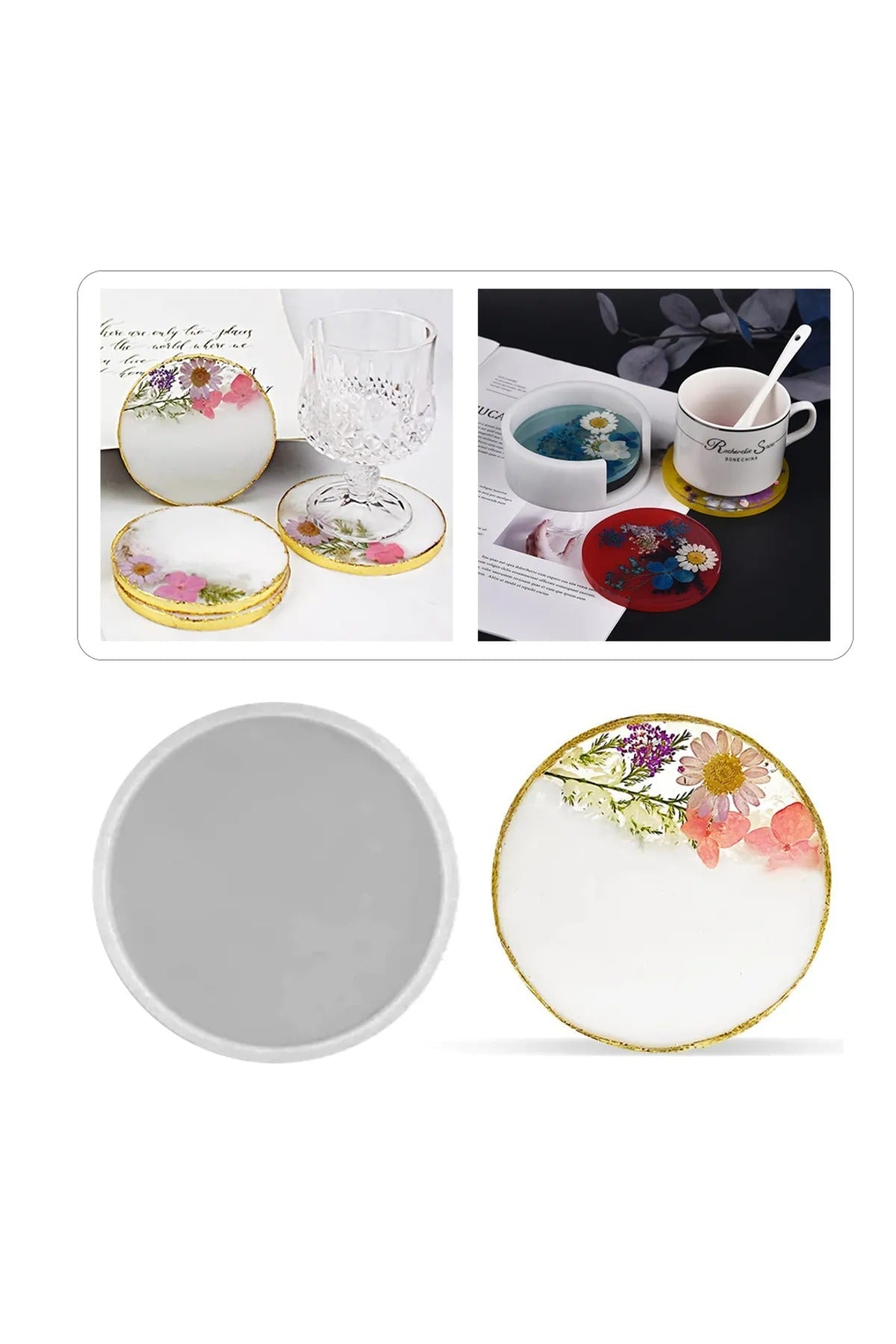 Epoksi Yuvarlak Daire Bardak Altlığı Silikon Kalıbı - 10cm