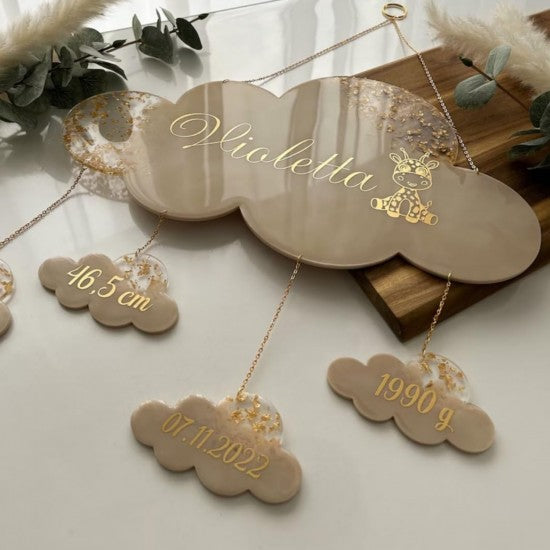 Epoksi Bulut Baby Shower Kapı Süsü Kalıbı