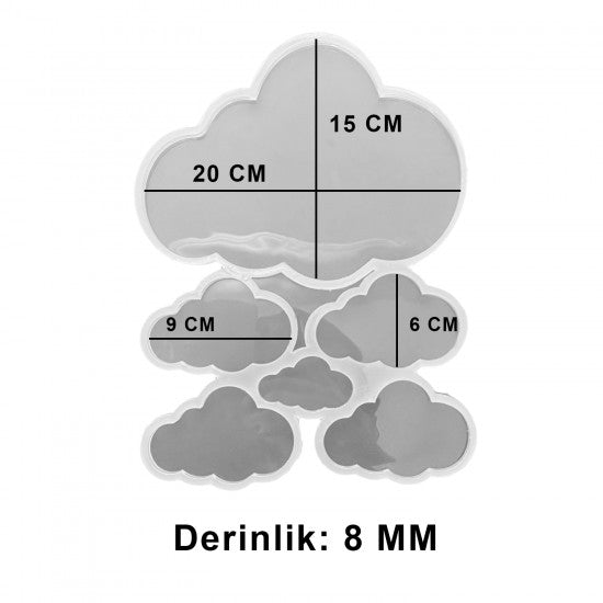 Epoksi Bulut Baby Shower Kapı Süsü Kalıbı