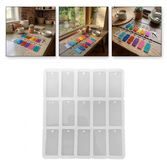 Epoksi Dikdörtgen Anahtarlık ve Kolye Kalıbı 15 Li