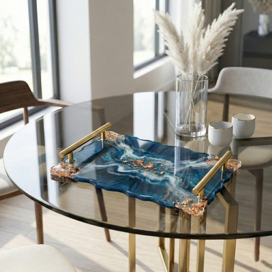 Epoksi Dikdörtgen Dalgalı Söz ve Nişan Tepsisi Kalıbı 29.5x20 CM