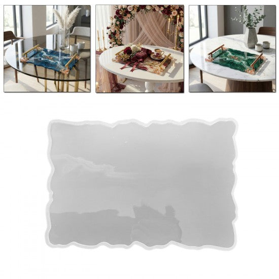 Epoksi Dikdörtgen Dalgalı Söz ve Nişan Tepsisi Kalıbı 29.5x20 CM