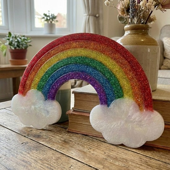 Epoksi Gökkuşağı Ve Bulutlu Baby Shower Dekorasyon Kalıbı