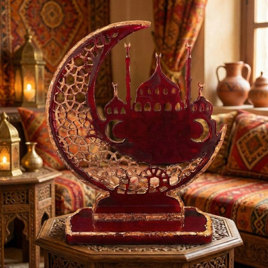 Epoksi Ramazan Temalı Ayaklı Ay Hilal ve Cami Figürlü Dekor Kalıbı