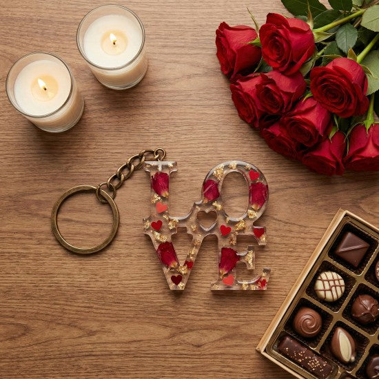 Epoksi Sevgililer Gününe Özel Love Yazılı Anahtarlık Kalıbı 6 Lı
