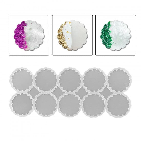 Epoksi Silikon Kalıp Dalgalı Kenar Magnet Kalıbı 6.8 CM 10 Lu