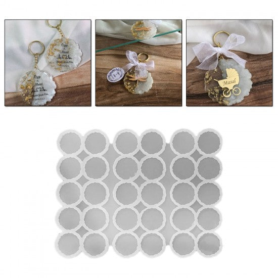 Epoksi Silikon Kalıp Tırtıklı Geode Anahtarlık Kalıbı 4.8 CM 30 Lu