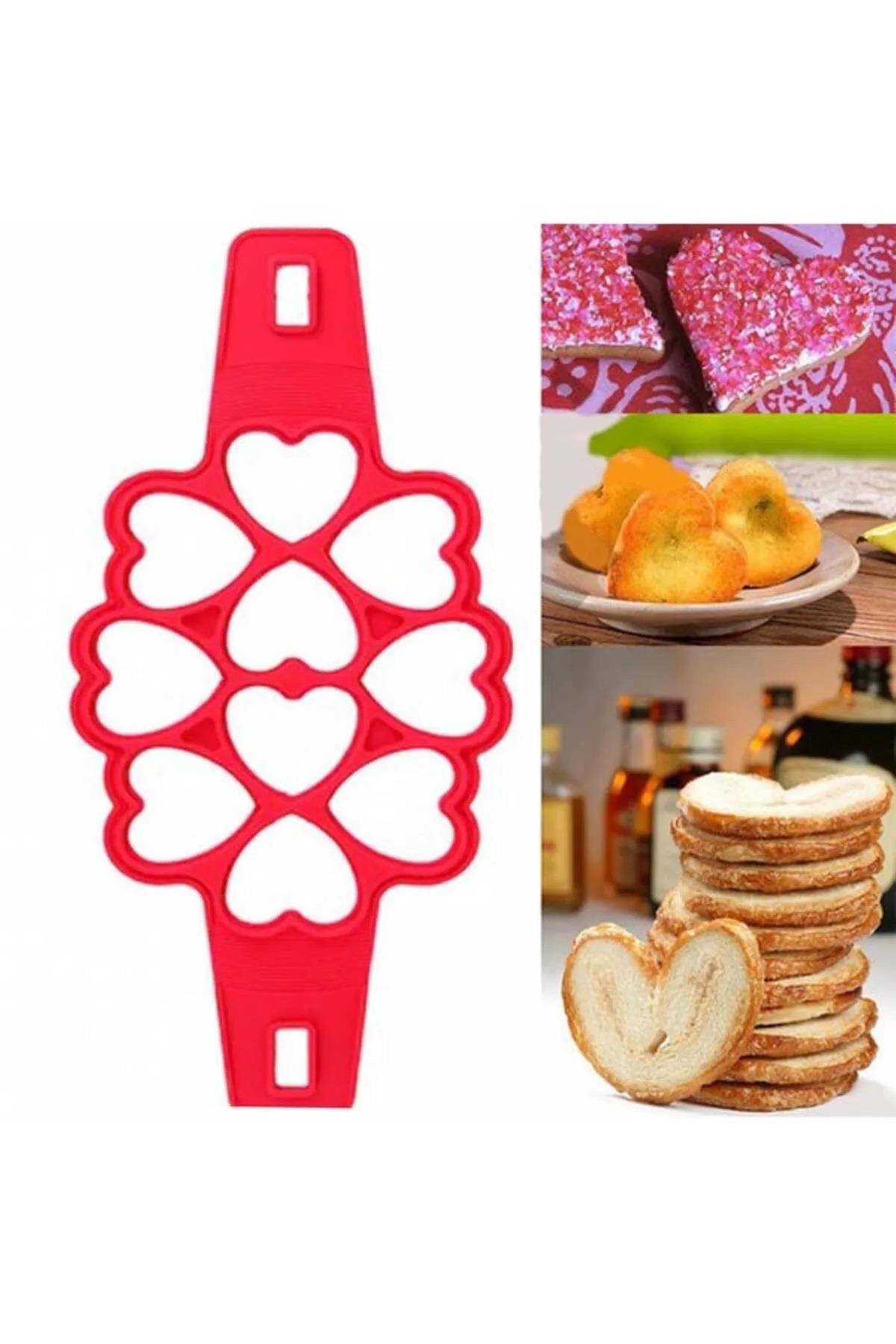 Silikon Pancake Kalıbı 10’lu – Kalp Şekilli Pankek ve Yumurta Kalıbı