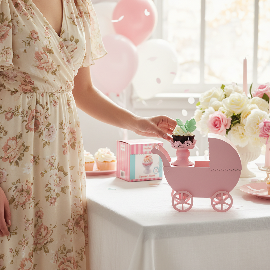 Tekli Metal Cupcake Standı Pembe Model 3