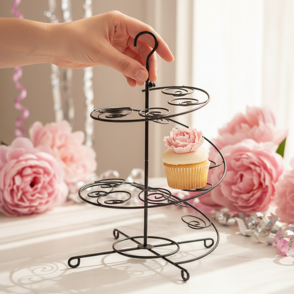 Metal Cupcake Standı Siyah – 15’li Kek ve Cupcake Sunum Standı