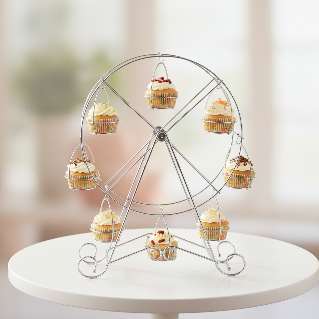 Metal Cupcake Standı Dönme Dolap – Kek ve Cupcake Sunum Standı