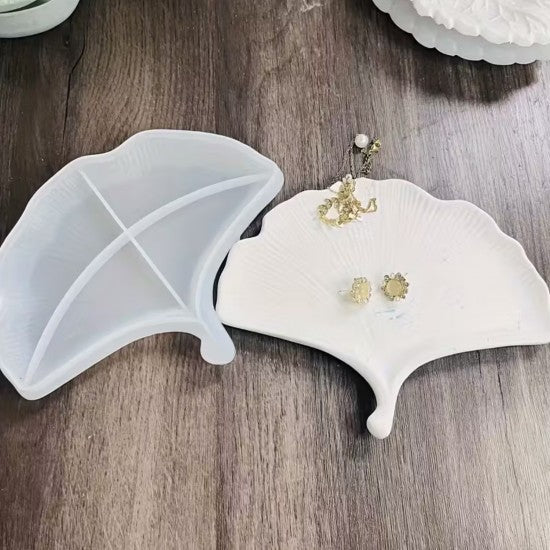 Silikon Ginkgo Yaprağı Tepsi Kalıbı - Epoksi, Beton ve Alçı için Dekoratif Kalıp