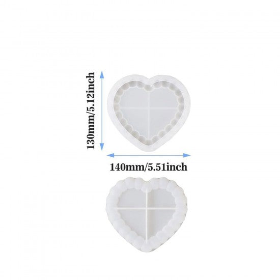 Silikon Kalıp Epoksi Taş Tozu Beton Kalp Mini Misketli Bubble Tepsi Kalıbı 13X14 CM